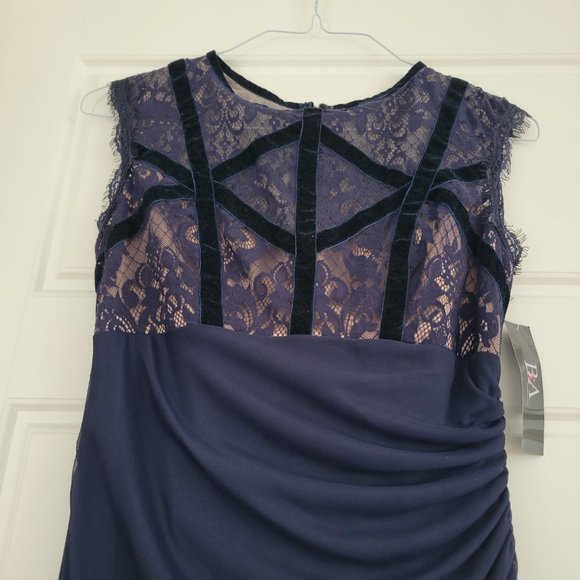 Blue Rouched Lace Top Gown - Picture 3 of 4